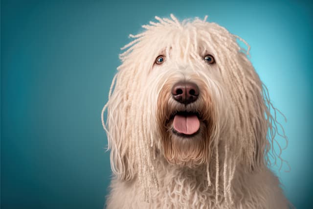 Happy White Komondor Dog